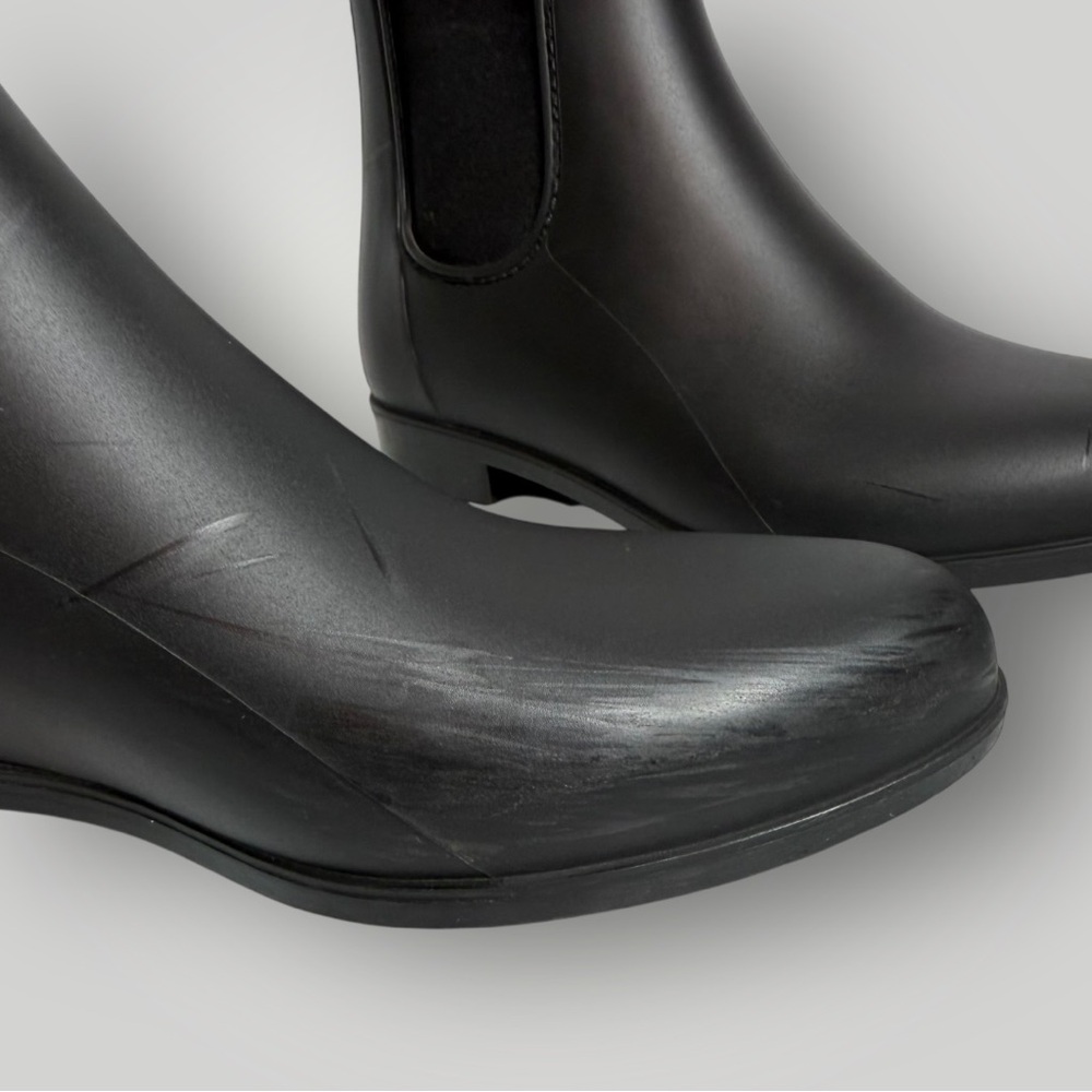 Sam Edelman Tinsley Matte Chelsea Rain Booties Ankle Size 9W Gored Sides Black - Picture 11 of 14